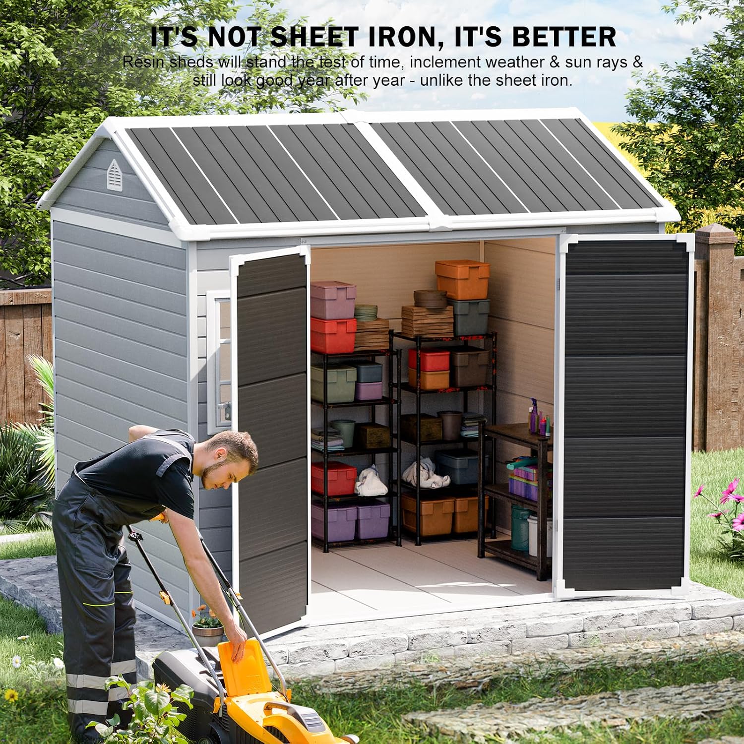 Resin Storage Shed w/Floor & O - đánh giá và giá Gardening Tools
