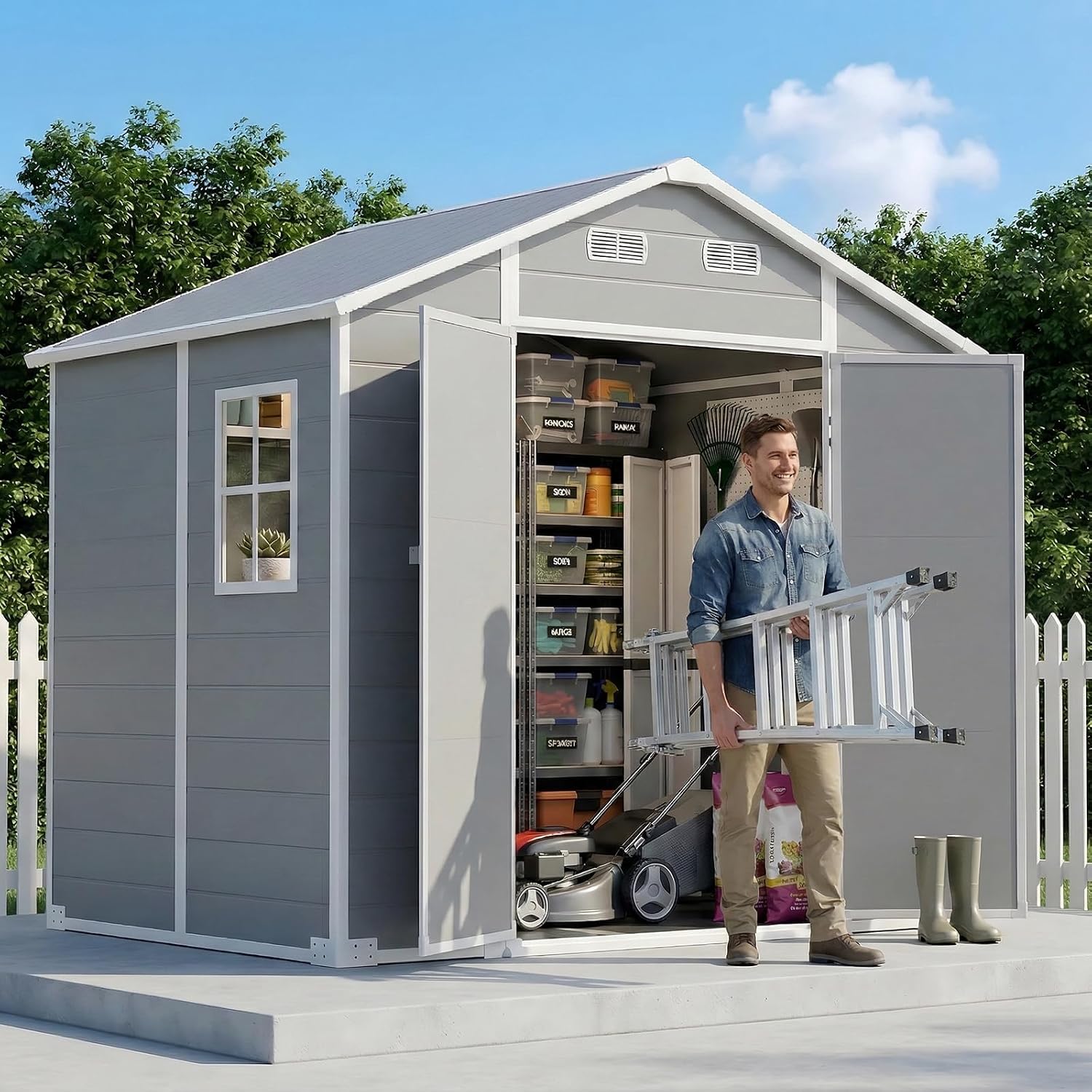 8x6 FT Outdoor Storage Shed wi - đánh giá và giá Gardening Tools