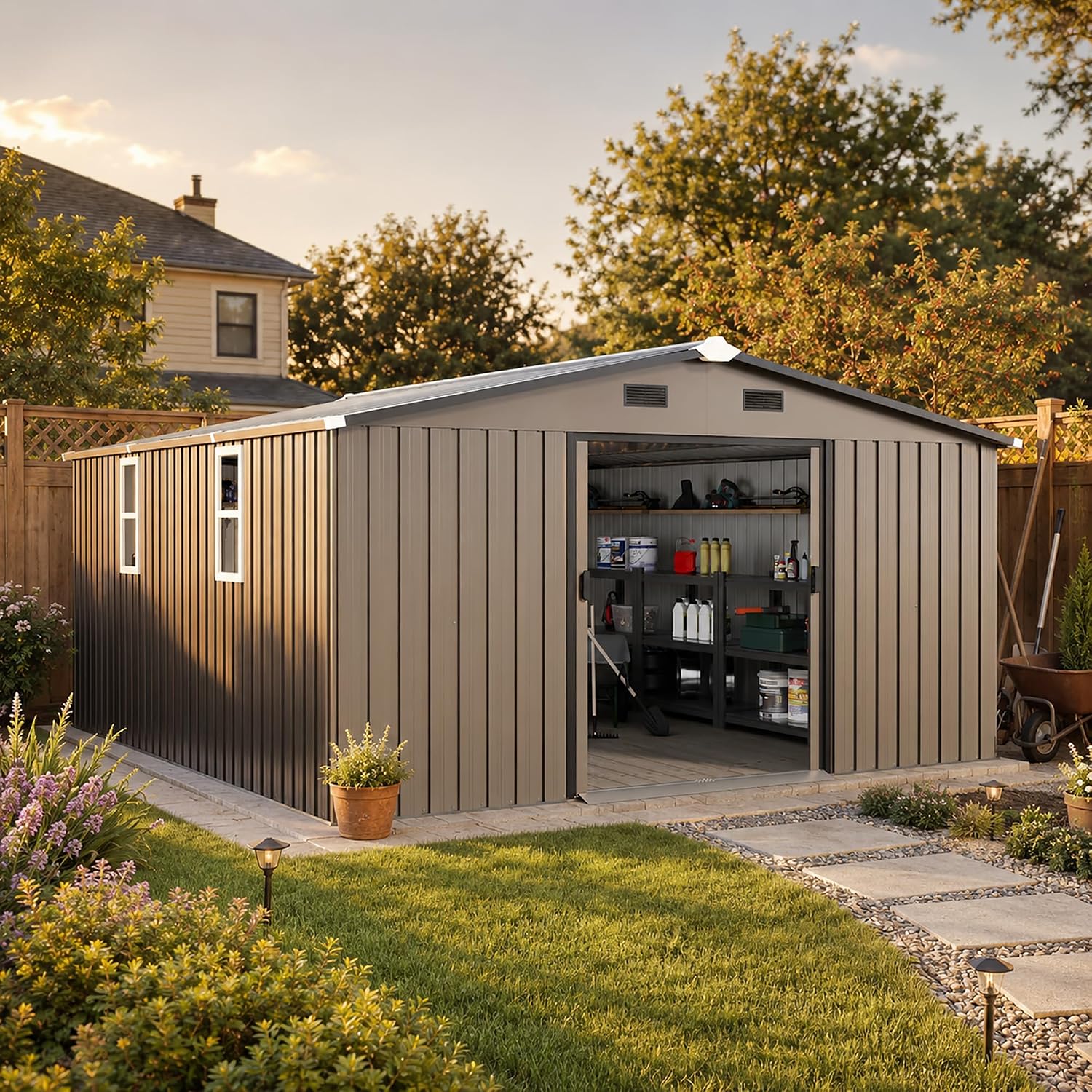 10x12 FT Outdoor Metal Storage - đánh giá và giá Gardening Tool