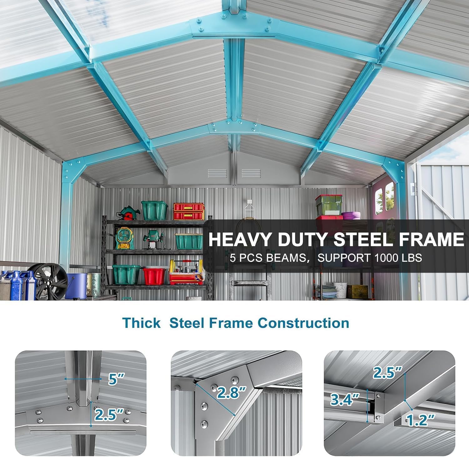 12x10 FT Metal Storage Shed wi - đánh giá và giá Gardening Tools Heavy Duty