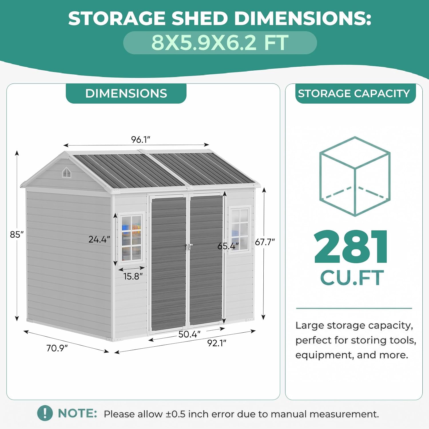 8x6 FT Resin Storage Shed with - đánh giá và giá Gardening Tools